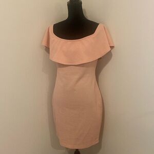 Guess blush off shoulder ruffle dress